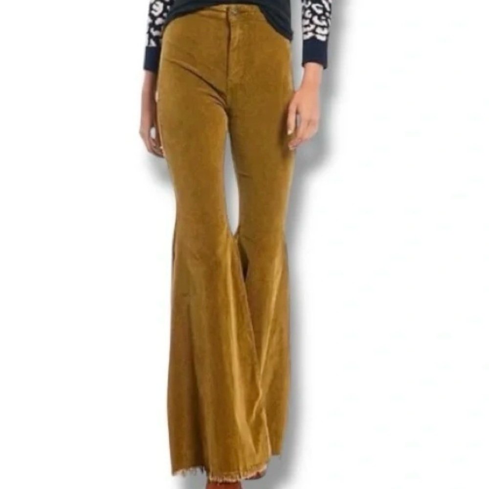 Free People High-Waist Mustard Yellow Flared Women’s Courduroy pants
